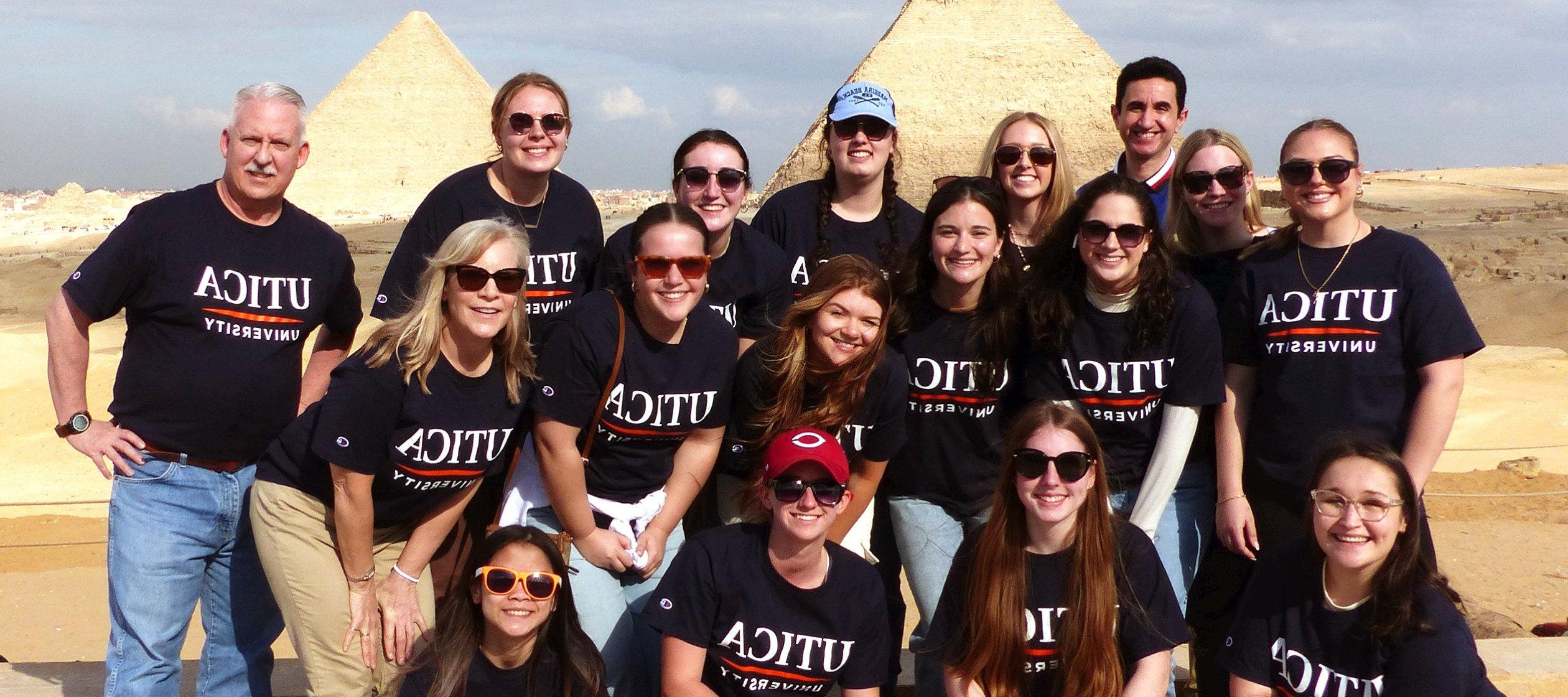 Utica University students and faculty at Giza, Egypt