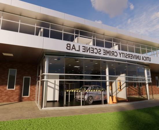 Rendering of the outside of Bull Hall following the construction of a state-of-the-art Crime Scene Lab.